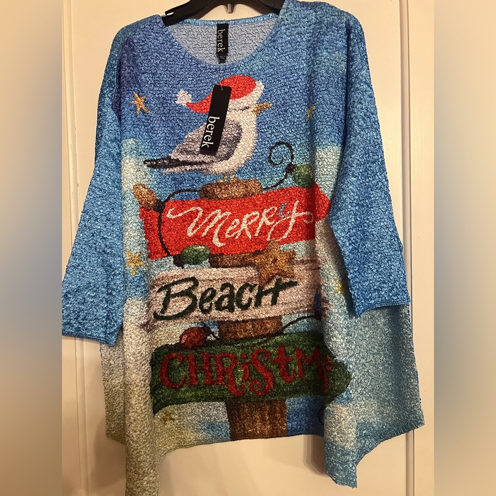 Berek Blue Merry Beach Christmas Sweater